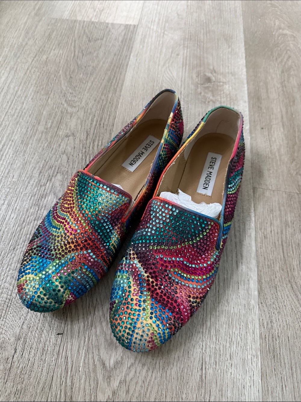 Steve Madden Multicolor Rhinestone Swirl Loafers - Women's